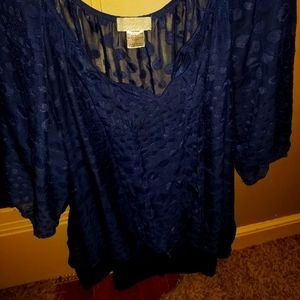 blue dotted 3/4sleeve top